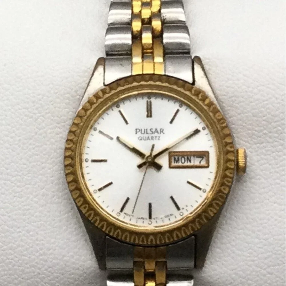 Pulsar Presidential Womens Watch 24mm Two Tone Day Date V783-0030 New Battery 6